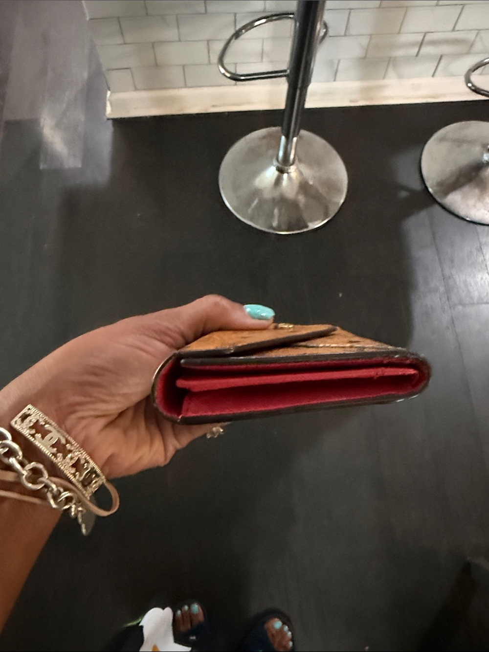MCM Cognac Logo Envelope Wallet with Gold Snap - Picture 7 of 9